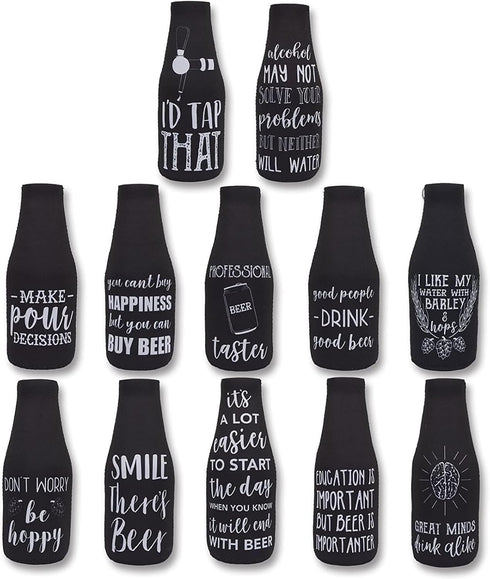 BLUE PANDA Neoprene Beer Cozy Sleeve - 12 oz, Black & White,