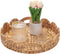 Yangqihome Round Scalloped Serving Tray, 14 inch Decorative Water Hyacinth Scalloped Basket