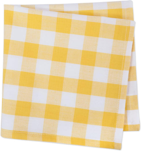 DII Checkered Napkin Set, 100% Cotton, Machine Washable, 20x20, Yellow, 6 Piece