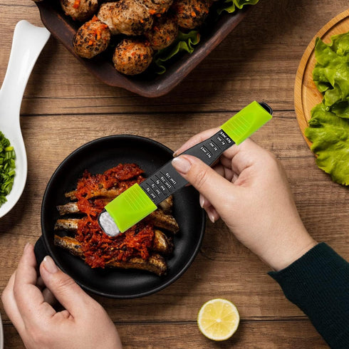Performore Adjustable Measuring Spoon (Green, Black) with Double End Scale, 9 Stalls for Dry & Semi-Liquid Ingredients