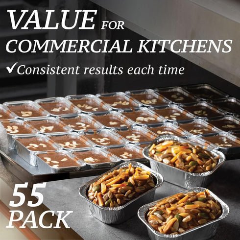 Spare Essentials Mini Foil Loaf Pans (55 Pack) - 1Lb Disposable Aluminum Baking Pans for Individual Bread, Cake,