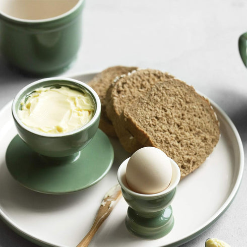 DOWAN Porcelain Butter Crock, Butter Keeper with Water Line, French Butter Dish for Soft Fresh Butter, Butter Container