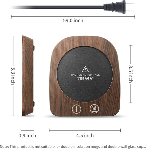 VOBAGA Imitation Wood Grain Coffee Cup Warmer & Mug Warmer for Desk, Electric Beverage Warmer Plate with 3 Temperature