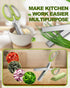 Herb Cutter,Heavy Duty Kitchen Scissors for Food,Upgraded Serrated Tip for Garlic Crushing,Herb Scissors with 5 Blades and Cover for Cutting Basil Chive Parsle,Salad Chopper Garlic Presser (Green)