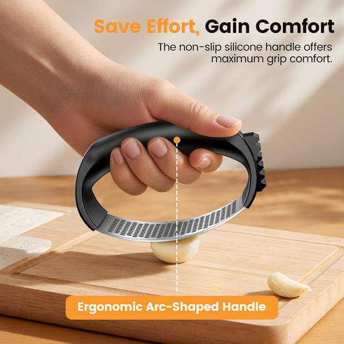 Lesbima Garlic Press,Stainless Steel Garlic Mincer Crusher,Easy to Use and Clean,Ergonomic Handle,Easy Kitchen Gadget