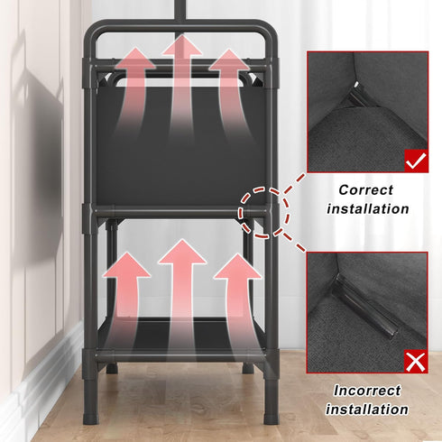 Calmootey Clothing Rack with Storage Bag, 3-in-1 Garment Rack for Bedroom, Hallway, Entryway, Black