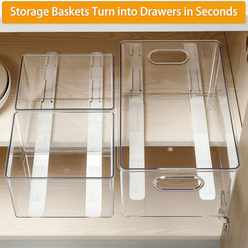 4 PCS Pull out Rail for Baskets or Bins.Storage and Organization Accessories for Cabinet,Shelves.DIY Drawer Organizers Slides