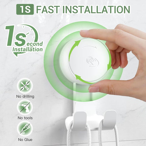 Hooks-2PACK 2pack LUXEAR Suction Hooks Powerful Vacuum Suction Cup Razor Single White