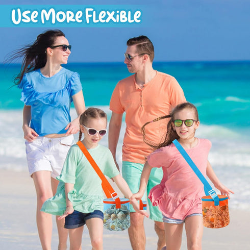 Beach,4pcs Vodolo Sea Shell Bags for Mesh Seashell Holder,Shelling Collecting Tools Travel Sand Toys Storage Bucket