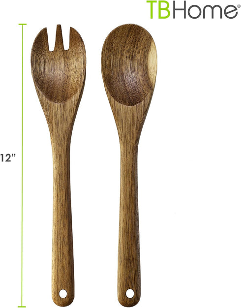 Acacia Wood Salad Serving Set, Spoon and Fork for Serving and Tossing Salad