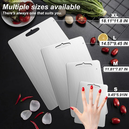 Liodss 304 Clean(L-14.57 9.45in) Stainless Steel Cutting board, Double Sided Metal Cutting Boards for Kitchen Meat