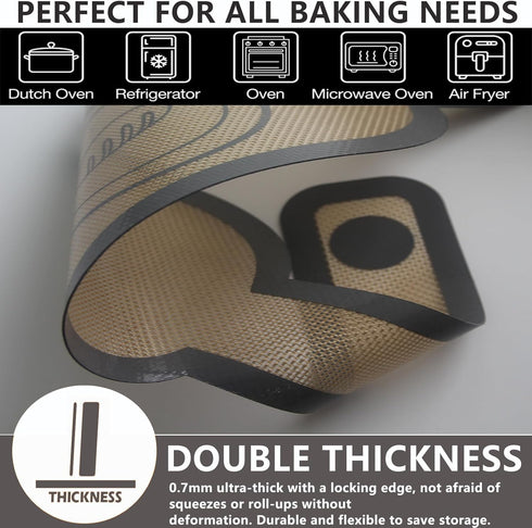 2Pcs Silicone Bread Sling for Dutch Oven, Non-Stick Easy-Clean Baking Mat with Long Handles, Gray