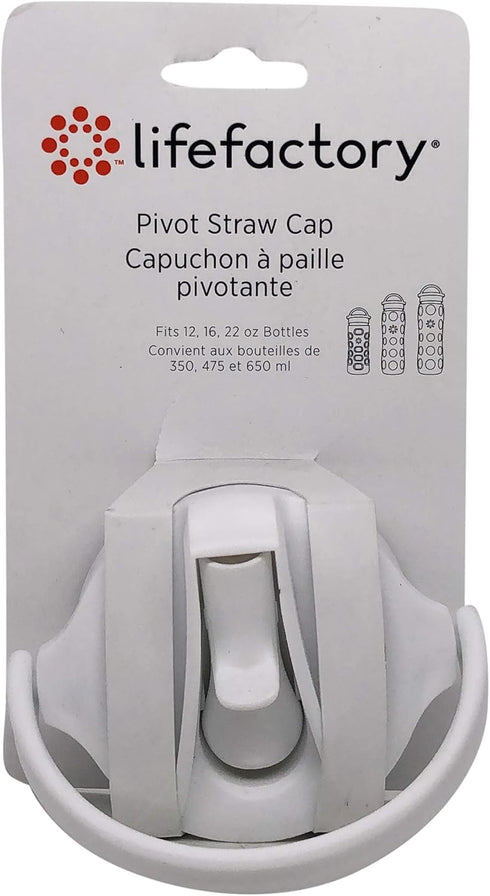 Lifefactory BPA-Free Pivot Straw Cap for 12, 16, and 22-Ounce Glass Bottles, Optic White