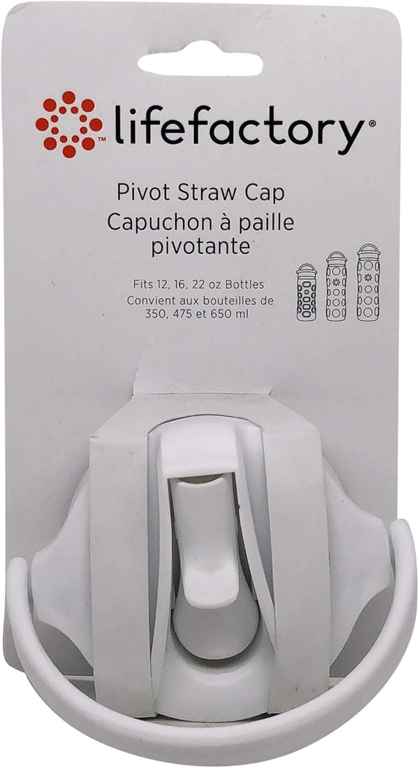 Lifefactory BPA-Free Pivot Straw Cap for 12, 16, and 22-Ounce Glass Bottles, Optic White
