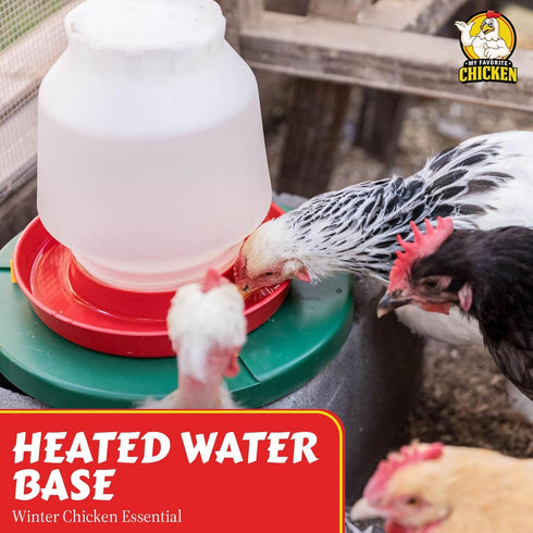28W -20F, My Favorite Chicken Heated Poultry Waterer Base Electric Chicken Water Heater for Winter, Freeze-Proof