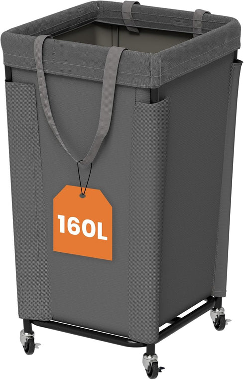 Laundry Basket with Wheels, Large Laundry Hamper with Removable Bag and Steel