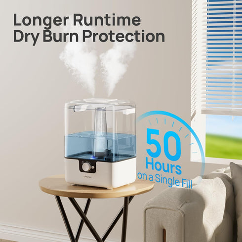 6L 26dB 50 1 Pack 2 CHIVALZ Humidifiers for Bedroom Large Room Home, Cool Mist Top Fill Humidifiers for Baby Nursery
