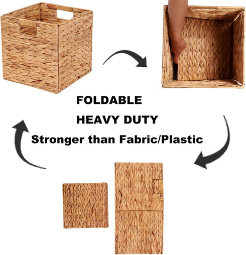 LYJWOO6D Wicker Storage Cubes - Rectangular Laundry Organizer Totes for Shelves, Set of 2 Pcs, 11x11x11inch