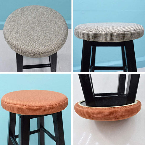 Levoberg 13inch/33cm 7 Round bar Stool Covers Linen Sponge bar Stool Cushions Round Chair seat slipcovers