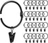 24 Pack 2 Inches Black Curtain Rings with Clips, Openable Drapery Metal Clip Hangers for Windows Rods