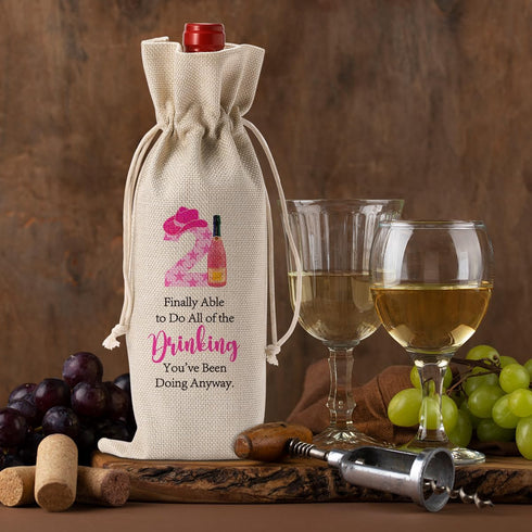 Unique 21st Birthday Gifts for Her Him, Happy 21st Birthday Party Decorations, Wine Bag for Finally Able to Drink