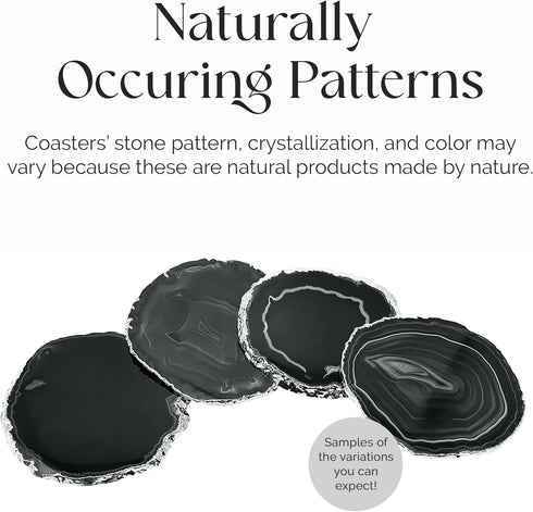 Set 4, 3.5-4" Nature's Decorations Pink Agate Stone Coasters - of Polished Geode Drink Mats for Dining & Coffee Table