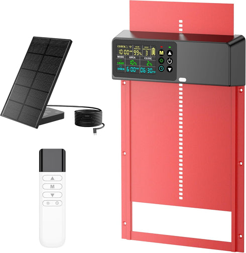 ZenxyHoC Chicken Coop Door Solar Powered with Programmable Remote Control, Automatic Aluminum