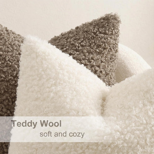 Pack 2 18x18 Inch, decorUhome of Throw Pillow Covers Faux Fur Decorative Sherpa Pillow Covers Fuzzy Accent Soft