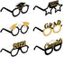 SWYOUN 12PCS Class Of 2025 Graduation Grad Party Eyeglasses Photo Props (Black, Gold)