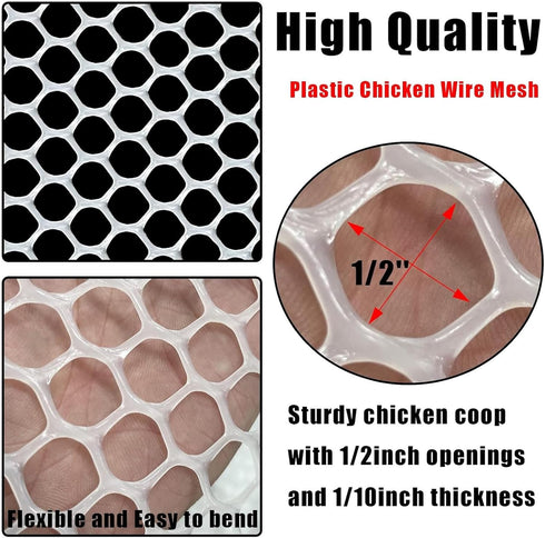 GardenNow 15.7IN 33FT Upgraded x ABS Plastic Chicken White Wire Fence Mesh, Poultry Fencing, Hexagonal Fencing Wire