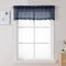 Sheer Window Valance Curtains, 42x14 Inches Light Filtering Valances with Small Rod Pockets, Navy Blue, 2PCS