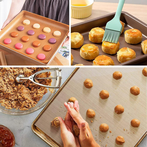 6 Sheets Silicone Baking Mats Non-Stick Reusable, Oil Brush Baking Mat Sheet Liner Set 30 * 40cm