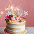 Allazone 1 PCS 'HAPPY BIRTHDAY' Cake Topper & 7 PCS Pentacle Stars Cake Toppers Decoration, Silver