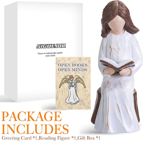 SIGUEJOR Reading Thinker Statue, Aesthetic Book Lover Gift for Women, Readers, Graduates, Students, and Teachers