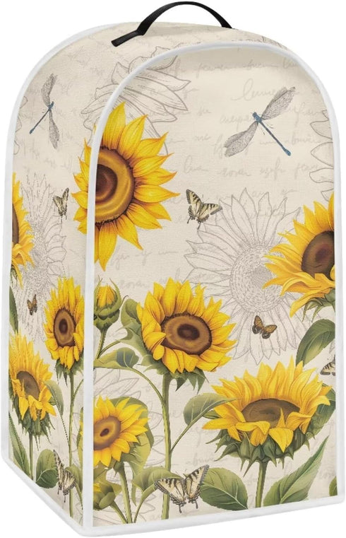 Sunflower Dragonfly Blender Dust Cover, Stand Mixer or Coffee Maker Appliance Cover, Anti Fingerprint Polyester Dust Proof Stain Resistant Blender Cover for Home Kitchen