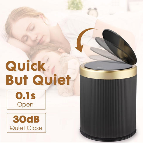 3.7 Automatic Bathroom Trash Cans Touchless, Gallon Modern Motion Sensor Trash Can with Lid,Diaper Trash Bin,Plastic