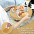 13" MAONAME Gold Round Decorative Tray for Coffee Table, Modern Serving Tray with Handles, Plastic Ottoman Trays