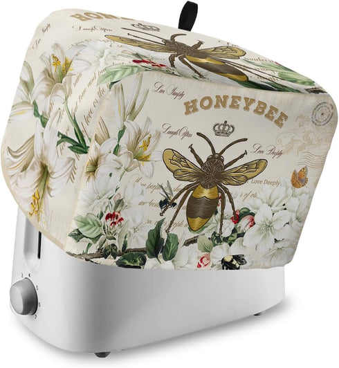 Toaster Cover, 2 Slice Bees Flowers, Bread Toaster Oven Cover with Pockets, Small Kitchen Appliance Protector