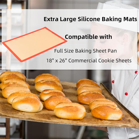 Silicone Baking Mats for Full Size Sheet Pan, Non-Stick Baking Sheet Liners for Cookies, Pastries, Chicken