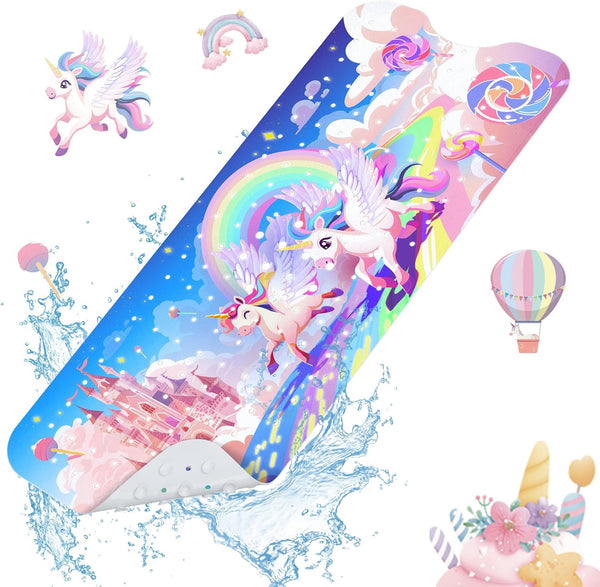SHUCHING Girl Unicorn Bath Mat for Tub Non Slip-40 X 16 Inch,