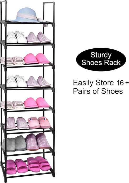 Easyhouse 8 8 Closet, Tier Metal Sturdy Shoe Rack, Tier Tall Shoe Storage Organizer, Narrow Tall Shelf Organizer
