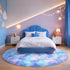 4Ft Blivonta Rainbow Round Rug for Bedroom, Fluffy Circle Area Rugs for Living Room, Shag Fuzzy Carpet for Kids Room