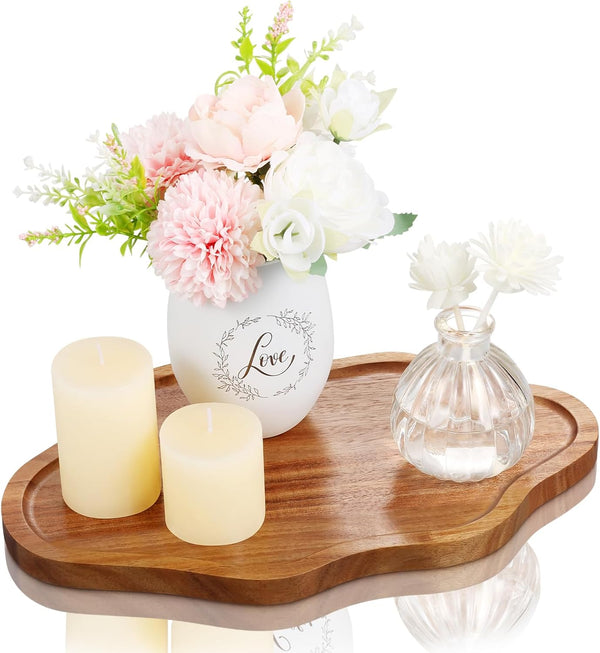 Small Decorative Tray Wood Decorative Serving Tray for Candles Perfume, Cloud Wooden