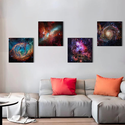 16x16" Space Wall Art Galaxy Futuristic Decor for Teens Room Outer Space Nebula Pictures Boys Bedroom Marvel Room