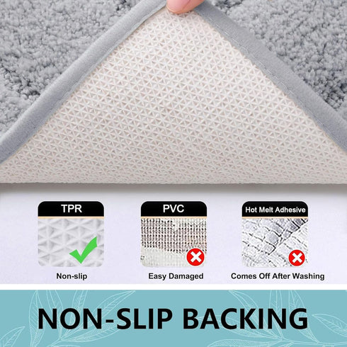 Buganda Bathroom Rugs, 24" x 16", Soft Microfiber Non-Slip Shaggy Bath Carpet, Machine Wash Dry