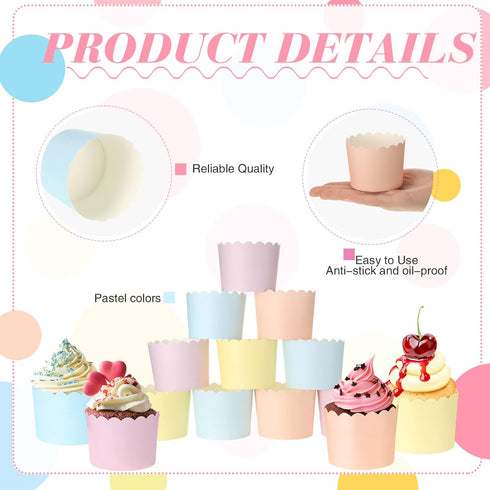 100 Pieces Multi Color Baking Cups for Muffins, 5.5 oz Cupcake Wrappers for Desserts, Baby Showers, Birthday Parties