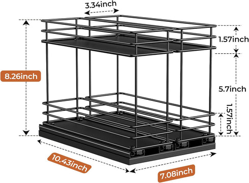 Mystozer 7.08" Wx10.43 Dx8.26 2 2 Pull Out Spice Rack Organizer for Cabinet, Slide Out Spice Racks, Easy to Install, H