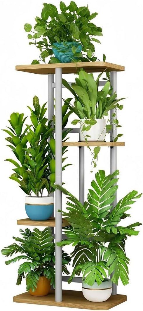 LINZINAR Plant Stand Indoor 4 Tier 5 Potted Multiple Plant Shelf Stands