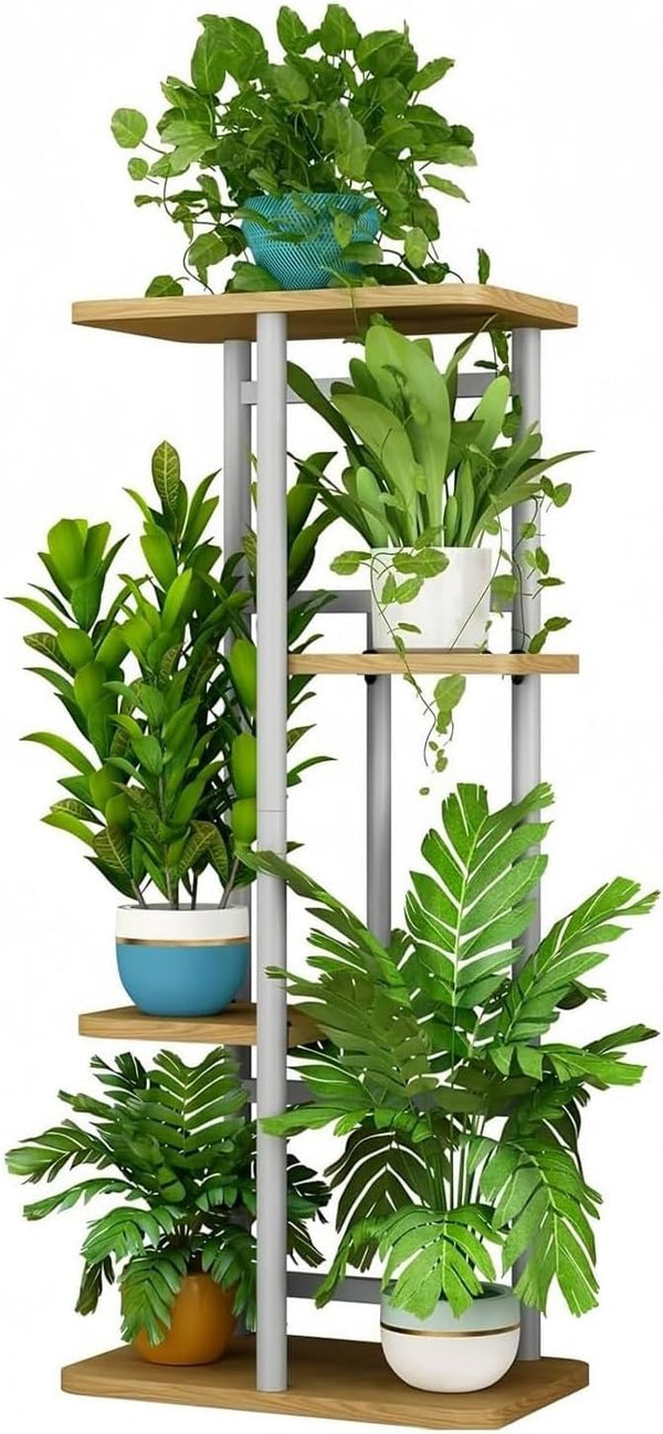 LINZINAR Plant Stand Indoor 4 Tier 5 Potted Multiple Plant Shelf Stands