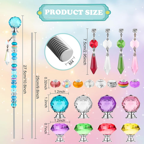 192Pcs Items(10IN) UFU DIY Fairy Wand Beaded Garden Stakes Kit, Fairy Wands Kit with Sparkling Crystal Pendants